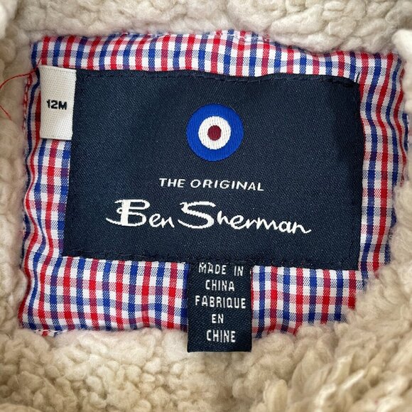 Ben Sherman Baby Size 12 Months Brown Faux Sherpa Suede Button-Up Jacket Coat - Picture 5 of 8